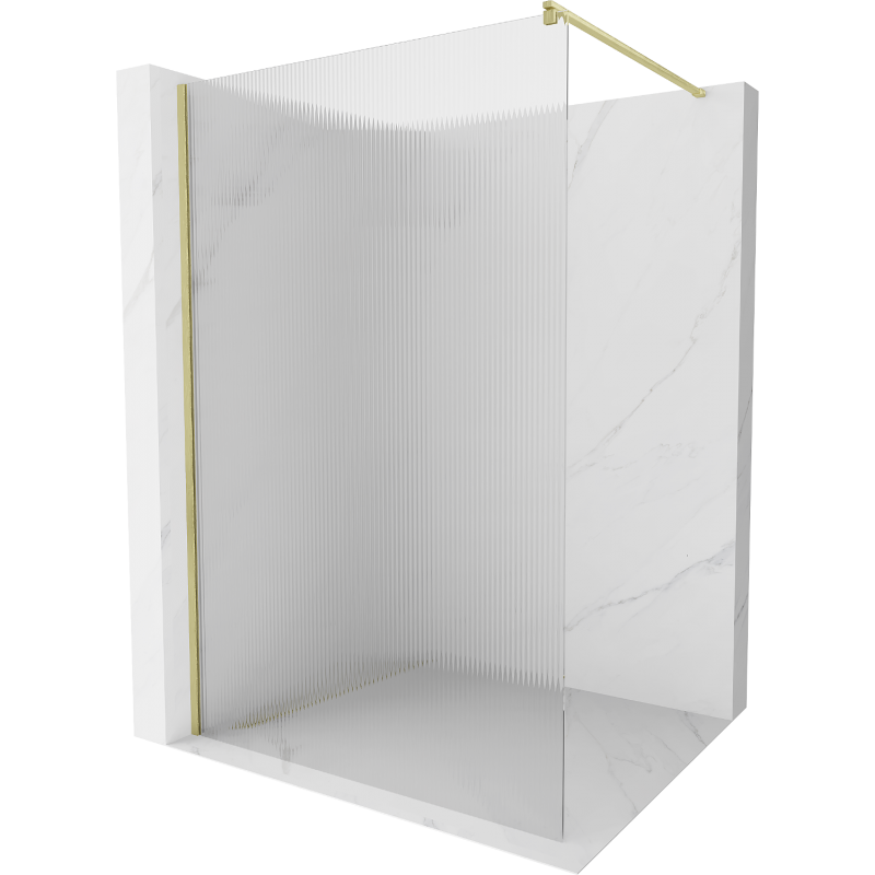 Mexen Kioto Walk-in Shower Screen 120 x 200 cm, Stripes 8 mm, Brushed Gold - 800-120-101-55-09