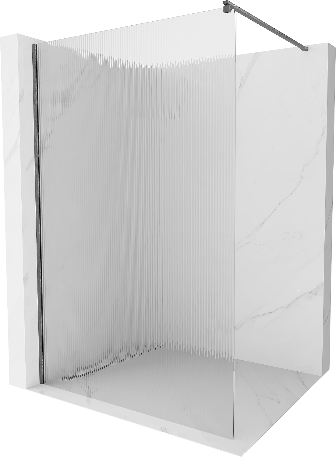 Mexen Kioto Walk-in Shower Wall 90 x 200 cm, 8 mm Thick, Brushed Gun Gray - 800-090-101-66-09