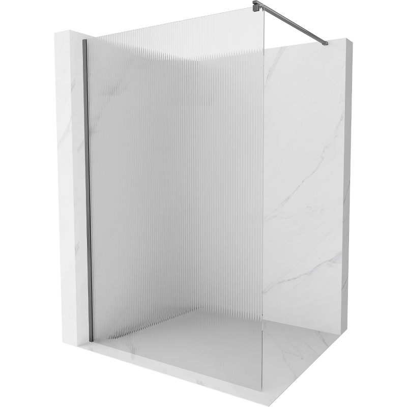 Mexen Kioto shower wall Walk-in 100 x 200 cm, stripes 8 mm, gun metal - 800-100-101-95-09