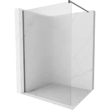 Mexen Kioto shower wall Walk-in 100 x 200 cm, stripes 8 mm, gun metal - 800-100-101-95-09
