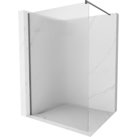 Mexen Kioto Walk-in Shower Wall 140 x 200 cm, Stripes 8 mm, Gun Metal - 800-140-101-95-09