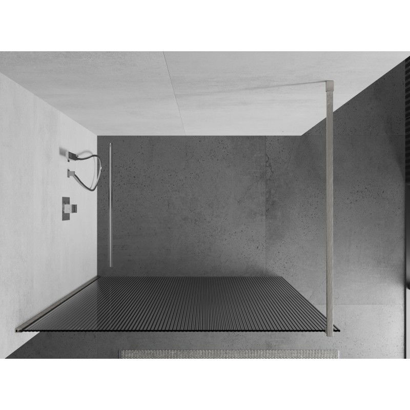 Mexen Kioto Walk-in Shower Wall 120 x 200 cm, Stripes 8 mm, Brushed Nickel - 800-120-101-97-09