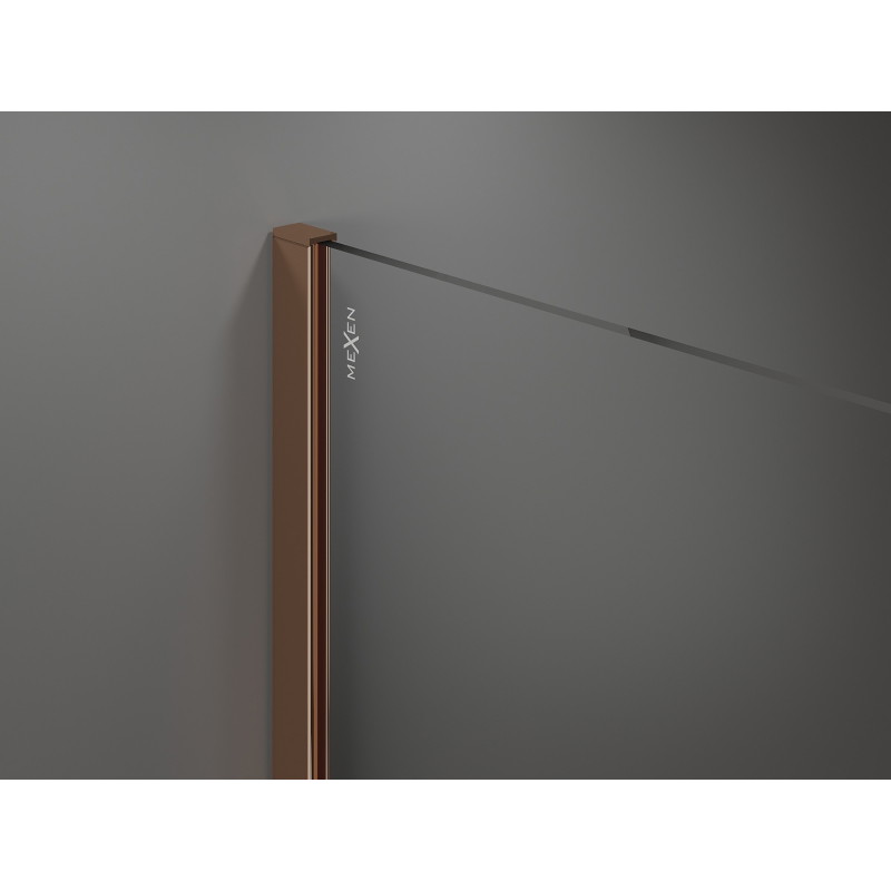 Mexen Kioto Walk-in Shower Wall 100 x 200 cm, Stripes 8 mm, Rose Gold - 800-100-101-60-09