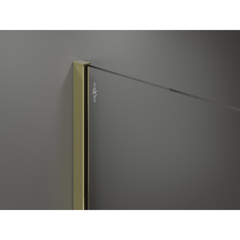 Mexen Kioto-R Rounded shower wall Walk-in 120 x 200 cm, transparent 8 mm, gold - 800-120-101-50-06