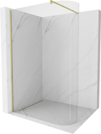 Mexen Kioto-R Rounded Walk-in Shower Screen 90 x 200 cm, Transparent 8 mm, Brushed Gold - 800-090-101-55-06