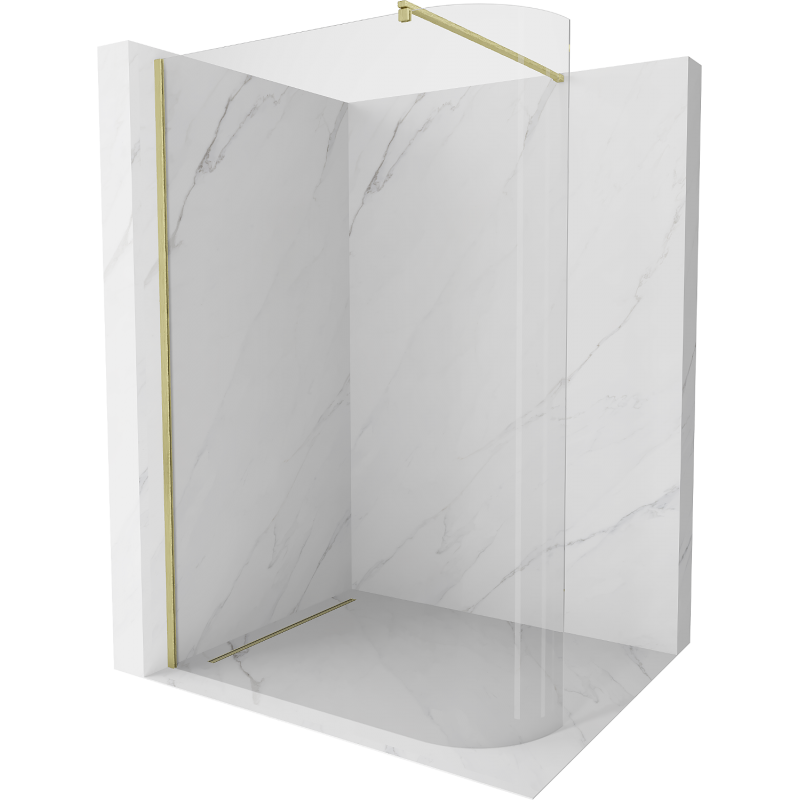 Mexen Kioto-R Rounded Walk-in Shower Wall 140 x 200 cm, Transparent 8 mm, Brushed Gold - 800-140-101-55-06