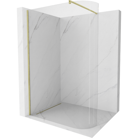 Mexen Kioto-R Rounded Walk-in Shower Wall 140 x 200 cm, Transparent 8 mm, Brushed Gold - 800-140-101-55-06