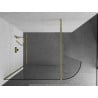 Mexen Kioto-R Rounded Walk-in Shower Wall 140 x 200 cm, Transparent 8 mm, Brushed Gold - 800-140-101-55-06