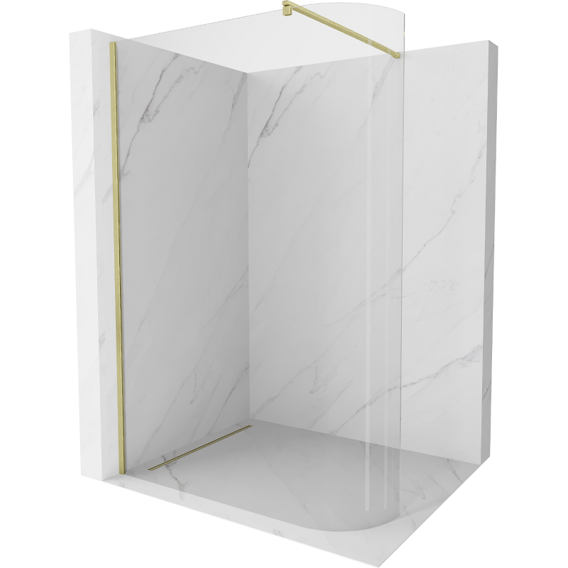 Mexen Kioto-R Rounded Walk-in Shower Wall 160 x 200 cm, Transparent 8 mm, Brushed Gold - 800-160-101-55-06