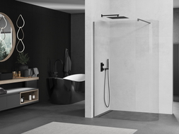 Mexen Kioto Curved Walk-in Shower Wall 90 x 200 cm, Transparent 8 mm, Gun Gray Brushed - 800-090-101-66-06