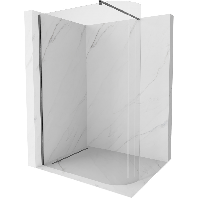Mexen Kioto Curved Walk-in Shower Wall 110 x 200 cm, Transparent 8 mm, Gun Gray Brushed - 800-110-101-66-06