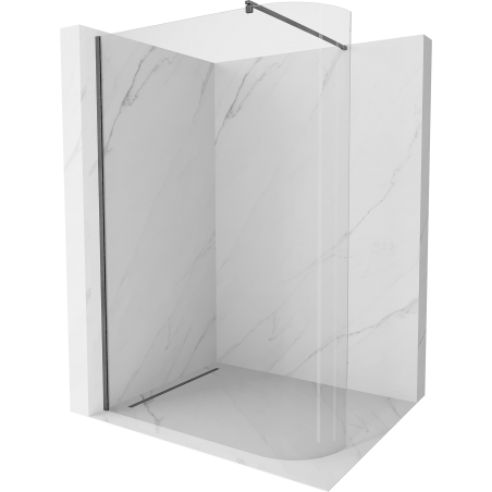 Mexen Kioto-R curved Walk-in shower wall 140 x 200 cm, transparent 8 mm, brushed gun gray - 800-140-101-66-06