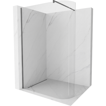 Mexen Kioto Rounded Walk-in Shower Wall 80 x 200 cm, Transparent 8 mm, Gun Metal - 800-080-101-95-06