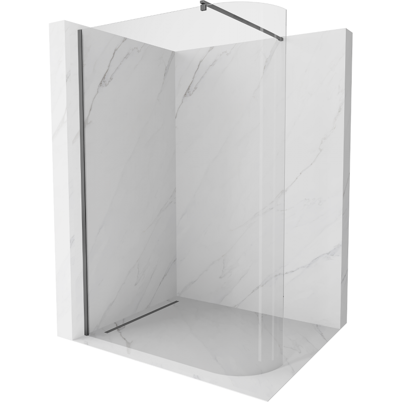Mexen Kioto Curved Shower Wall Walk-in 90 x 200 cm, transparent 8 mm, gun metal - 800-090-101-95-06