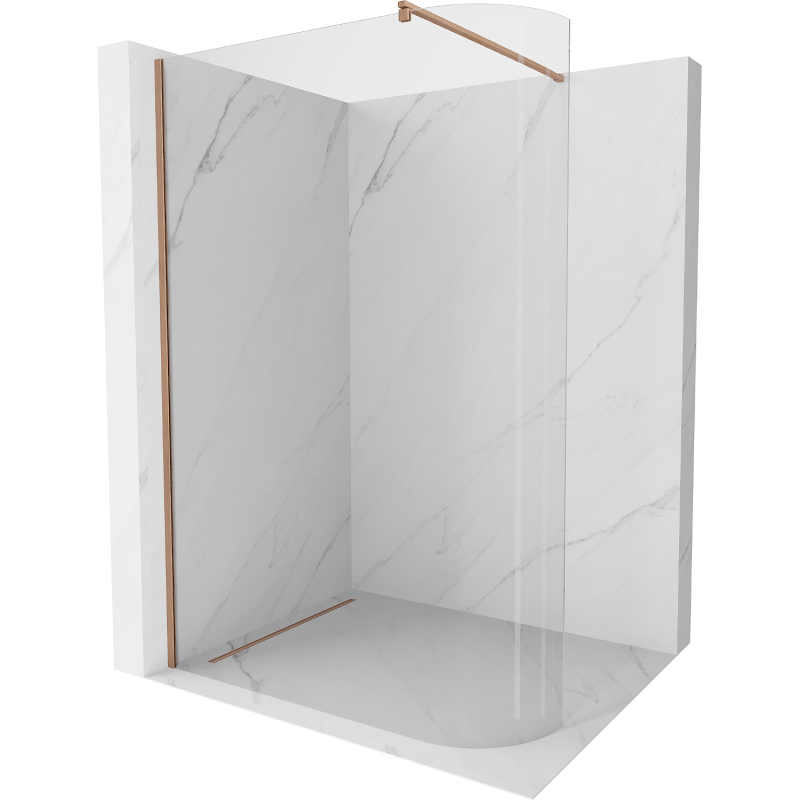 Mexen Kioto-R rounded shower wall Walk-in 80 x 200 cm, transparent 8 mm, brushed copper - 800-080-101-65-06