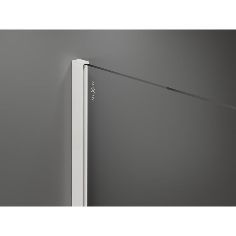 Mexen Kioto Walk-in shower wall 120 x 200 cm, striped 8 mm, white - 800-120-101-20-09