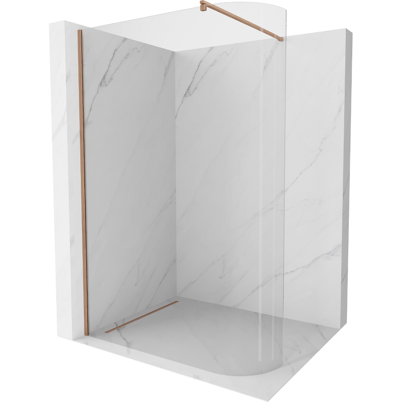 Mexen Kioto-R curved shower wall Walk-in 120 x 200 cm, transparent 8 mm, brushed copper - 800-120-101-65-06