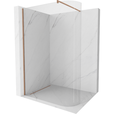 Mexen Kioto-R curved shower wall Walk-in 120 x 200 cm, transparent 8 mm, brushed copper - 800-120-101-65-06