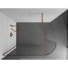 Mexen Kioto-R Rounded Walk-in Shower Wall 130 x 200 cm, 8 mm Transparent, Brushed Copper - 800-130-101-65-06