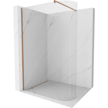 Mexen Kioto-R Rounded Walk-in Shower Wall 140 x 200 cm, Transparent 8 mm, Brushed Copper - 800-140-101-65-06