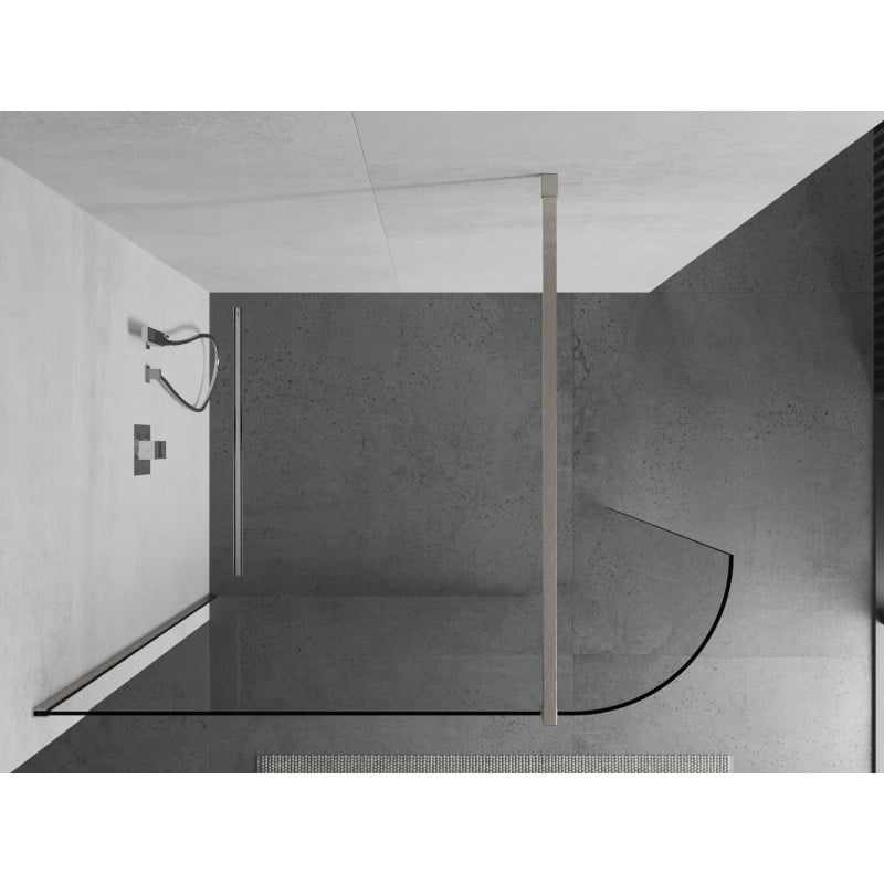 Mexen Kioto-R Rounded Walk-in Shower Wall 80 x 200 cm, Transparent 8 mm, Brushed Nickel - 800-080-101-97-06