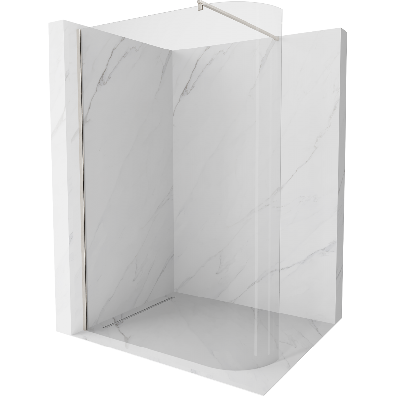 Mexen Kioto Curved Shower Wall Walk-in 90 x 200 cm, transparent 8 mm, brushed nickel - 800-090-101-97-06