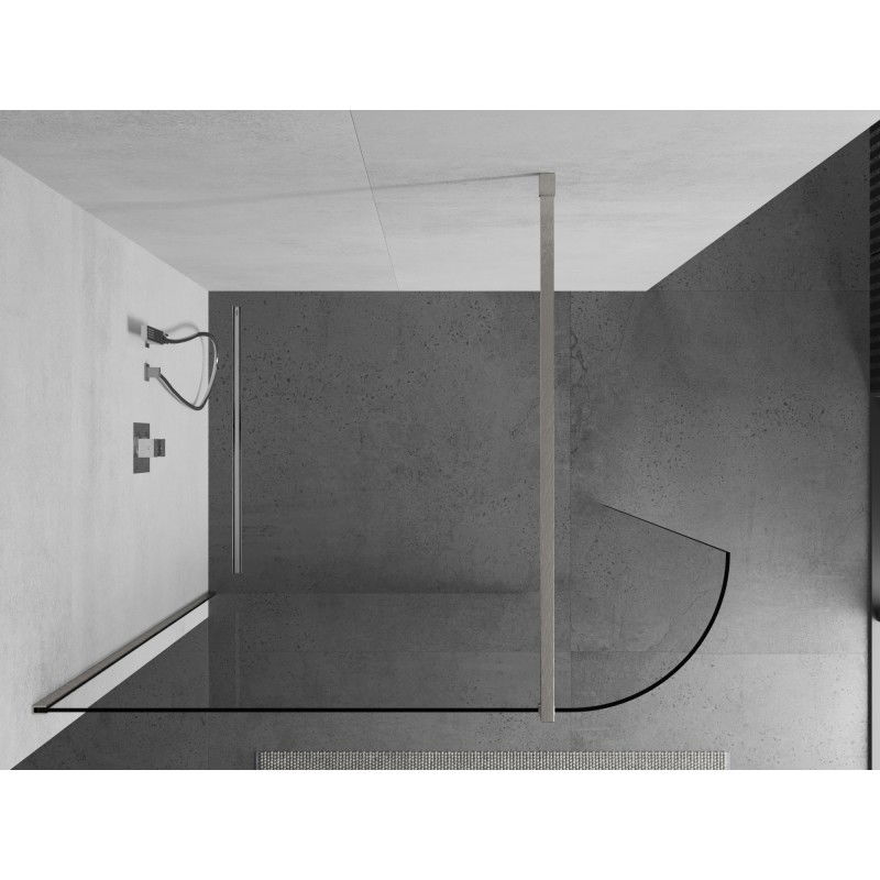 Mexen Kioto-R Rounded Walk-in Shower Screen 100 x 200 cm, Transparent 8 mm, Brushed Nickel - 800-100-101-97-06
