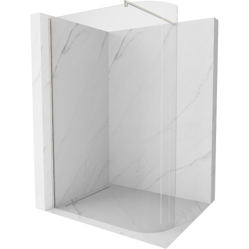 Mexen Kioto-R Rounded Walk-in Shower Wall 110 x 200 cm, Transparent 8 mm, Brushed Nickel - 800-110-101-97-06