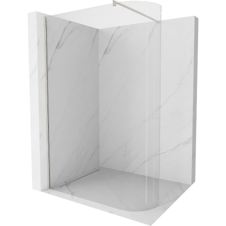 Mexen Kioto-R Rounded Walk-in Shower Wall 110 x 200 cm, Transparent 8 mm, Brushed Nickel - 800-110-101-97-06