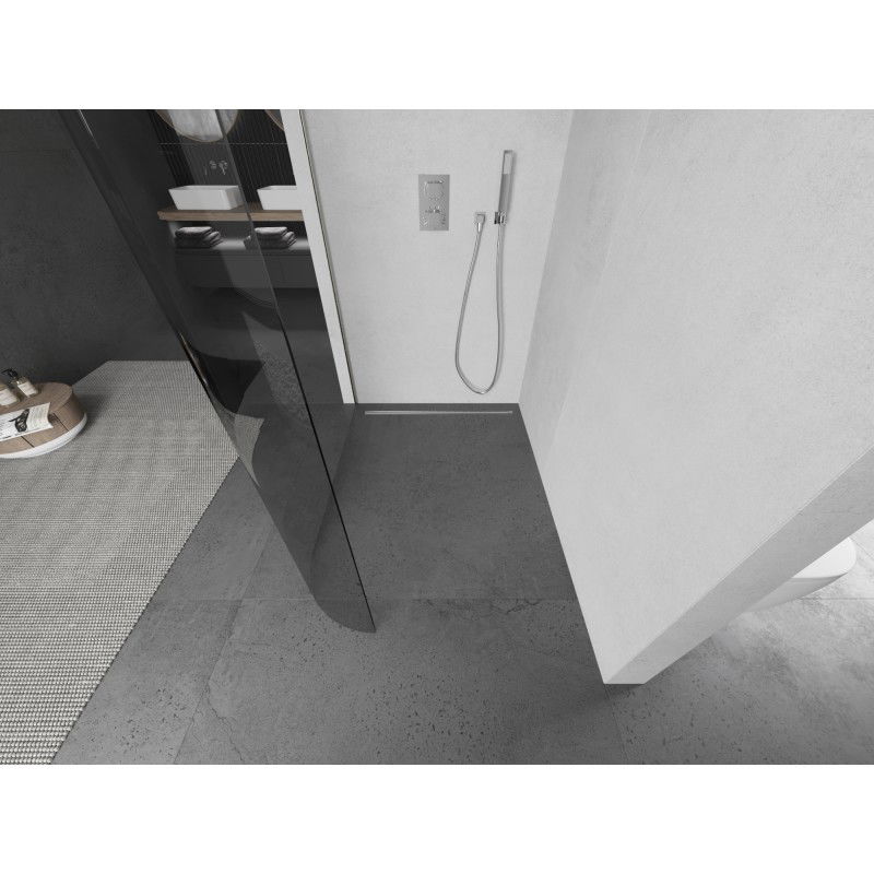 Mexen Kioto-R Rounded Walk-in Shower Screen 120 x 200 cm, Transparent 8 mm, Brushed Nickel - 800-120-101-97-06