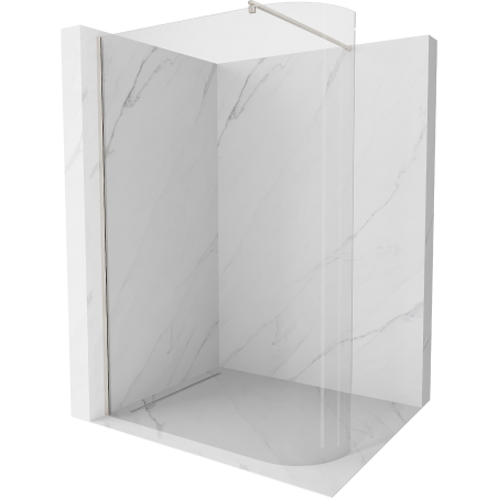 Mexen Kioto Rounded Walk-in Shower Wall 140 x 200 cm, Transparent 8 mm, Brushed Nickel - 800-140-101-97-06