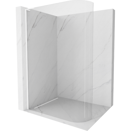 Mexen Kioto L Curved Shower Screen Walk-in 80 x 200 cm, Transparent, White - 800-080-103-20-06