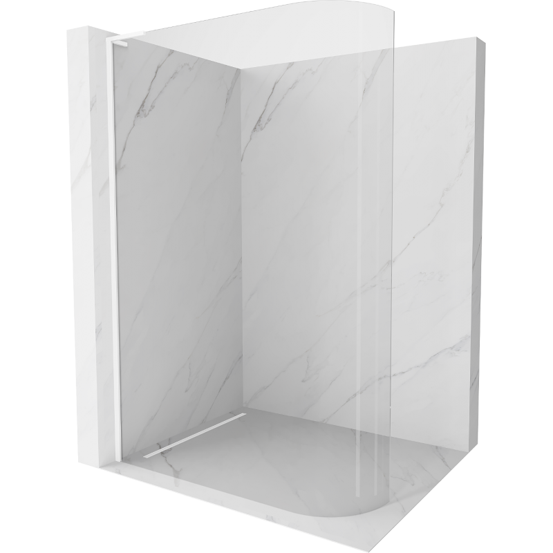 Mexen Kioto-R L Rounded Shower Screen Walk-in 100 x 200 cm, Transparent, White - 800-100-103-20-06