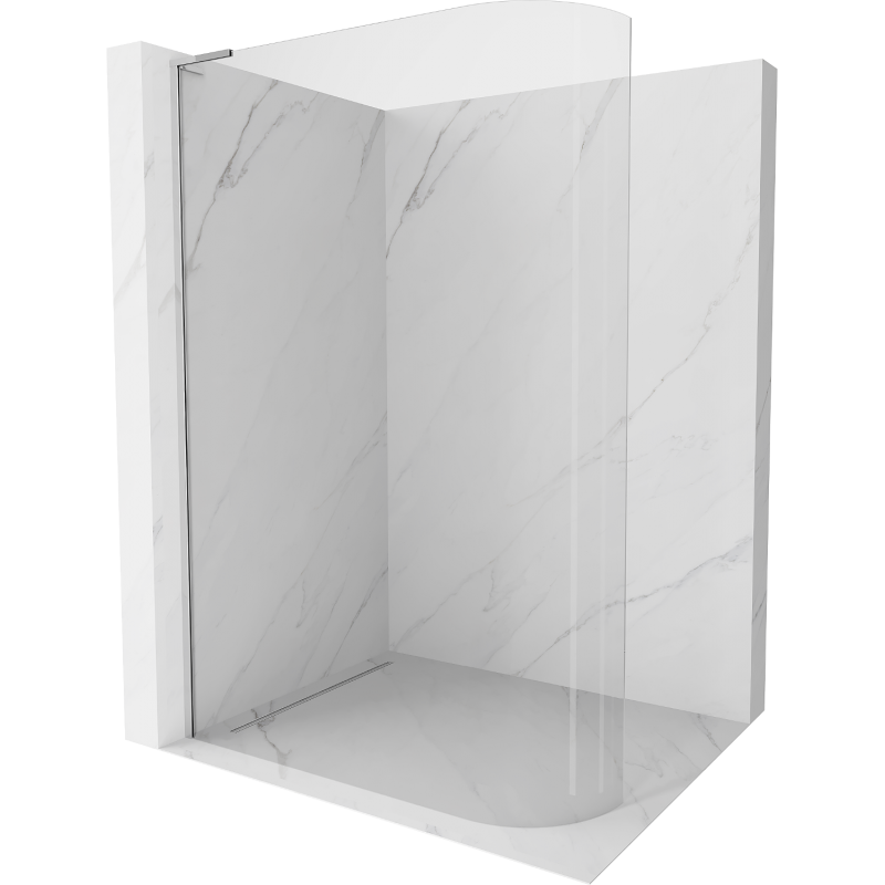 Mexen Kioto L Curved Walk-in Shower Panel 110 x 200 cm, Transparent, Chrome - 800-110-103-01-06