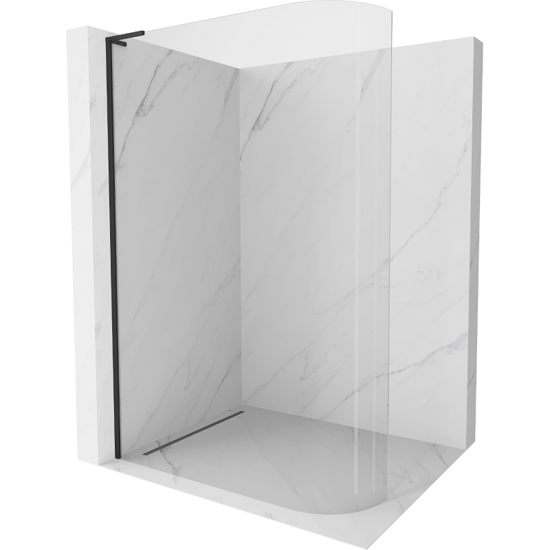 Mexen Kioto L Curved Shower Wall Walk-in 80 x 200 cm, Transparent, Black - 800-080-103-70-06