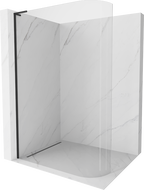 Mexen Kioto L Curved Walk-in Shower Panel 90 x 200 cm, Transparent, Black - 800-090-103-70-06