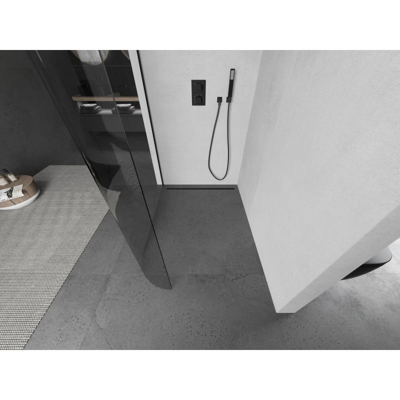 Mexen Kioto-R L Rounded Shower Wall Walk-in 100 x 200 cm, transparent, black - 800-100-103-70-06