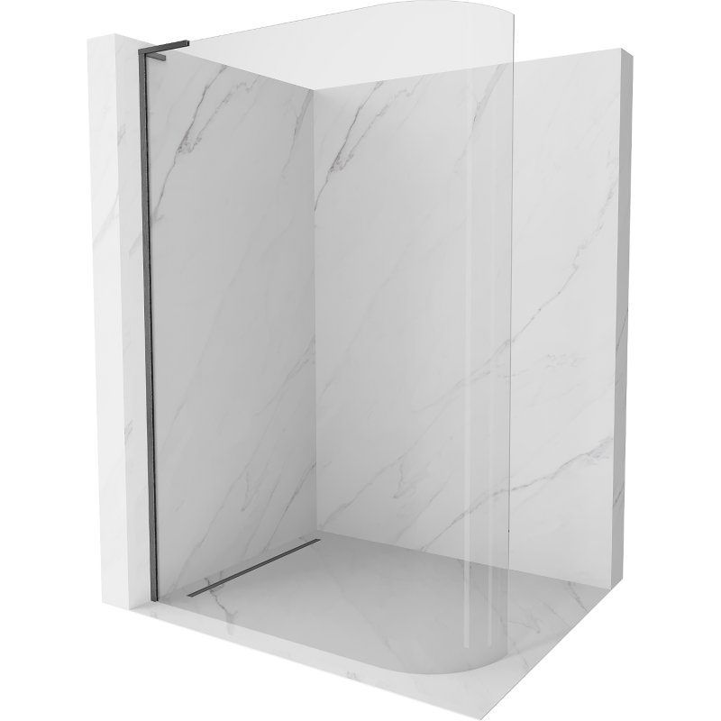 Mexen Kioto L Rounded Shower Screen Walk-in 100 x 200 cm, Transparent, Gun Gray Brushed - 800-100-103-66-06