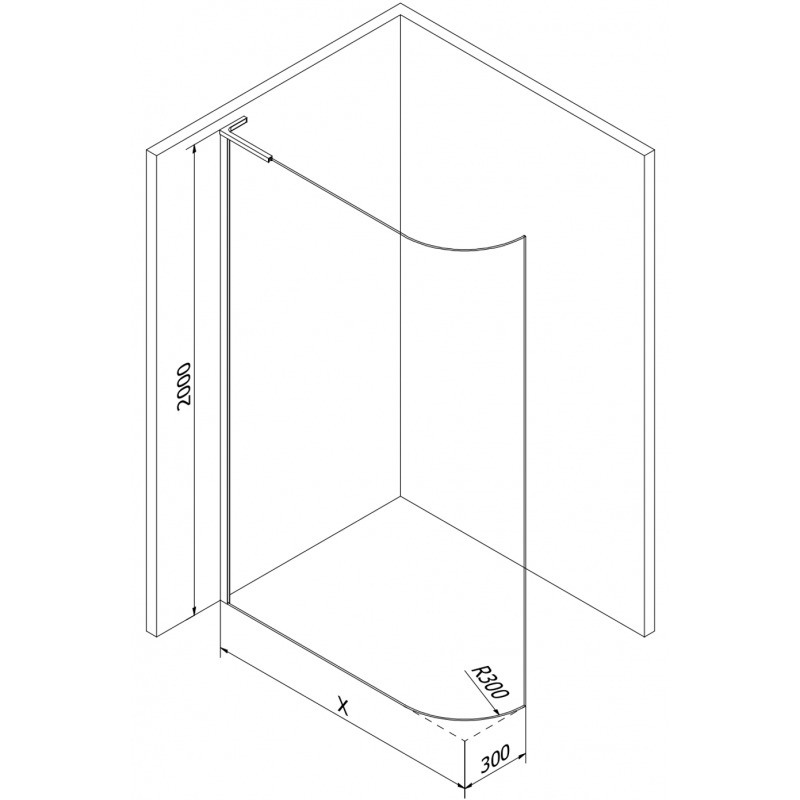 Mexen Kioto-R L Rounded Walk-in Shower Wall 110 x 200 cm, transparent, brushed gun gray - 800-110-103-66-06
