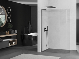 Mexen Kioto-R L Rounded Walk-in Shower Wall 110 x 200 cm, transparent, brushed gun gray - 800-110-103-66-06