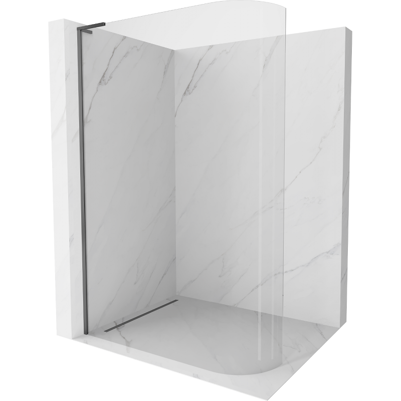 Mexen Kioto L Curved Shower Wall Walk-in 90 x 200 cm, Transparent, Gun Metal - 800-090-103-95-06