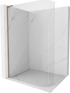 Mexen Kioto L Rounded Walk-in Shower Wall 90 x 200 cm, Transparent, Brushed Bronze - 800-090-103-65-06