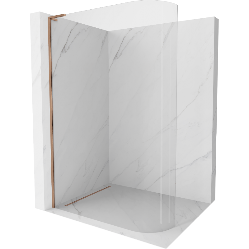Mexen Kioto L Curved Walk-in Shower Wall 110 x 200 cm, Transparent, Brushed Copper - 800-110-103-65-06