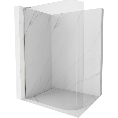 Mexen Kioto L Curved Shower Wall Walk-in 110 x 200 cm, Transparent, Brushed Nickel - 800-110-103-97-06