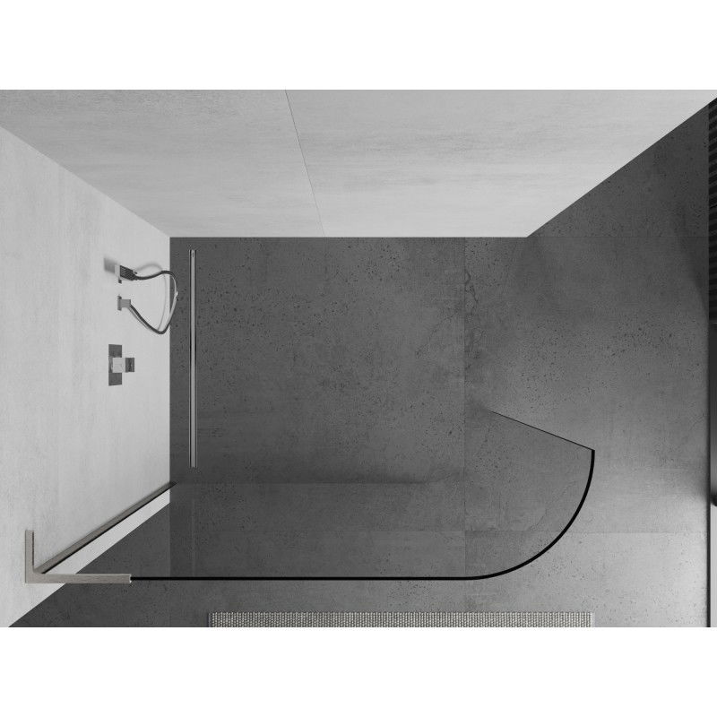 Mexen Kioto-R L Rounded Walk-in Shower Wall 110 x 200 cm, Transparent, Brushed Nickel - 800-110-103-97-06