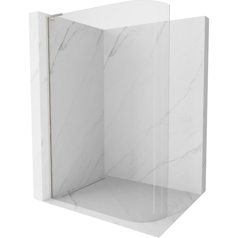 Mexen Kioto L rounded shower wall Walk-in 120 x 200 cm, transparent, brushed nickel - 800-120-103-97-06