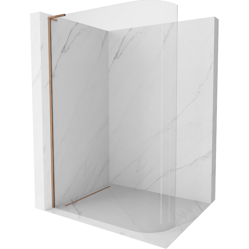 Mexen Kioto L Rounded Walk-in Shower Wall 80 x 200 cm, transparent, rose gold - 800-080-103-60-06