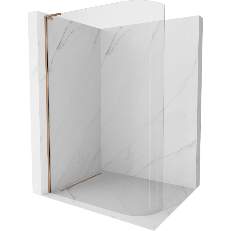 Mexen Kioto L Curved Shower Wall Walk-in 100 x 200 cm, Transparent, Rose Gold - 800-100-103-60-06