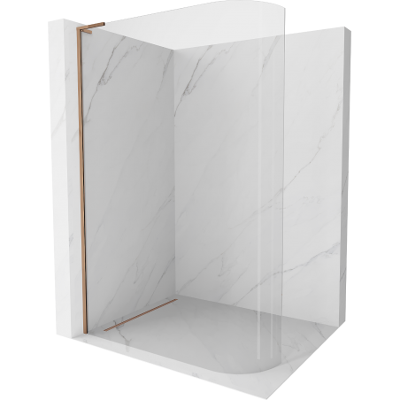 Mexen Kioto L Curved Shower Wall Walk-in 100 x 200 cm, Transparent, Rose Gold - 800-100-103-60-06