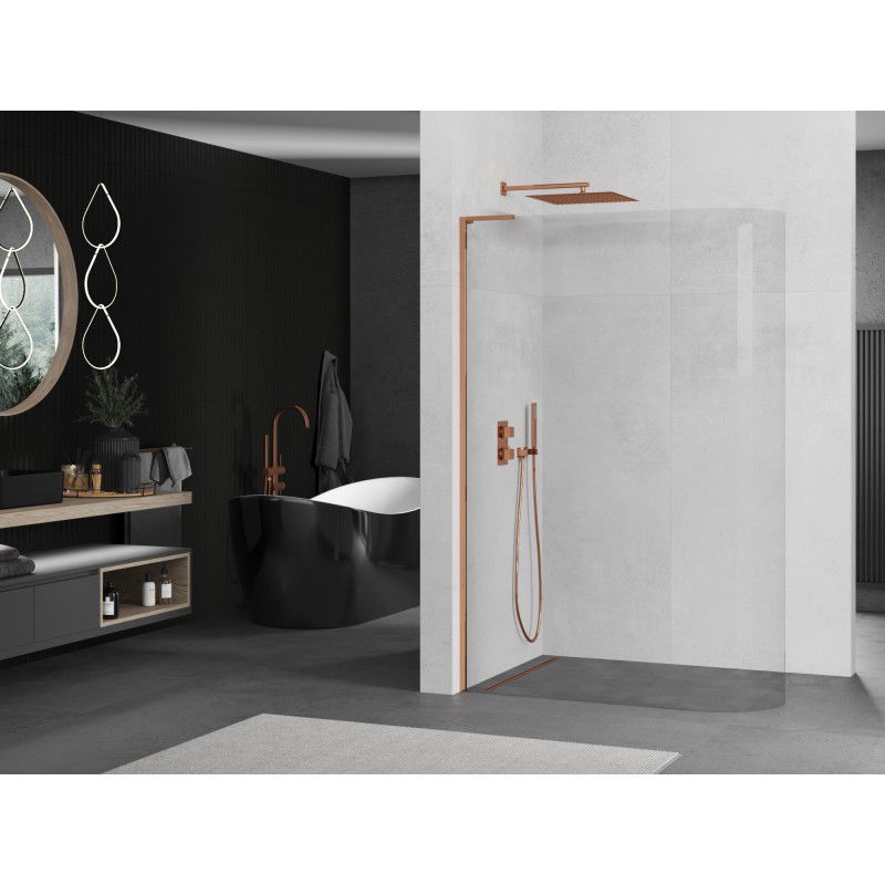 Mexen Kioto-R L rounded shower screen Walk-in 100 x 200 cm, transparent, rose gold - 800-100-103-60-06